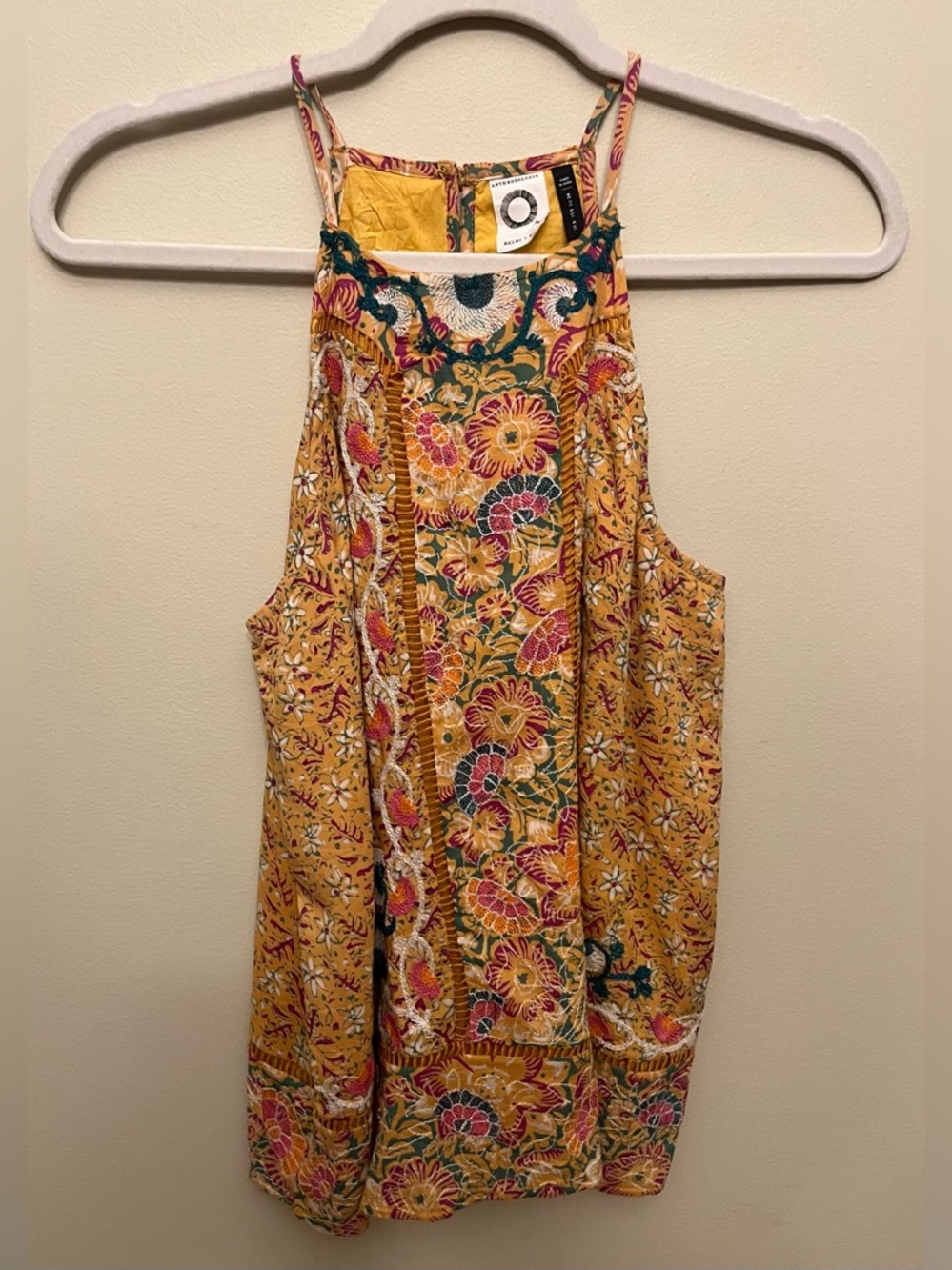 Anthropologie Akemi + Kin Embroidered Boho Floral Tank Top Women's Size 2